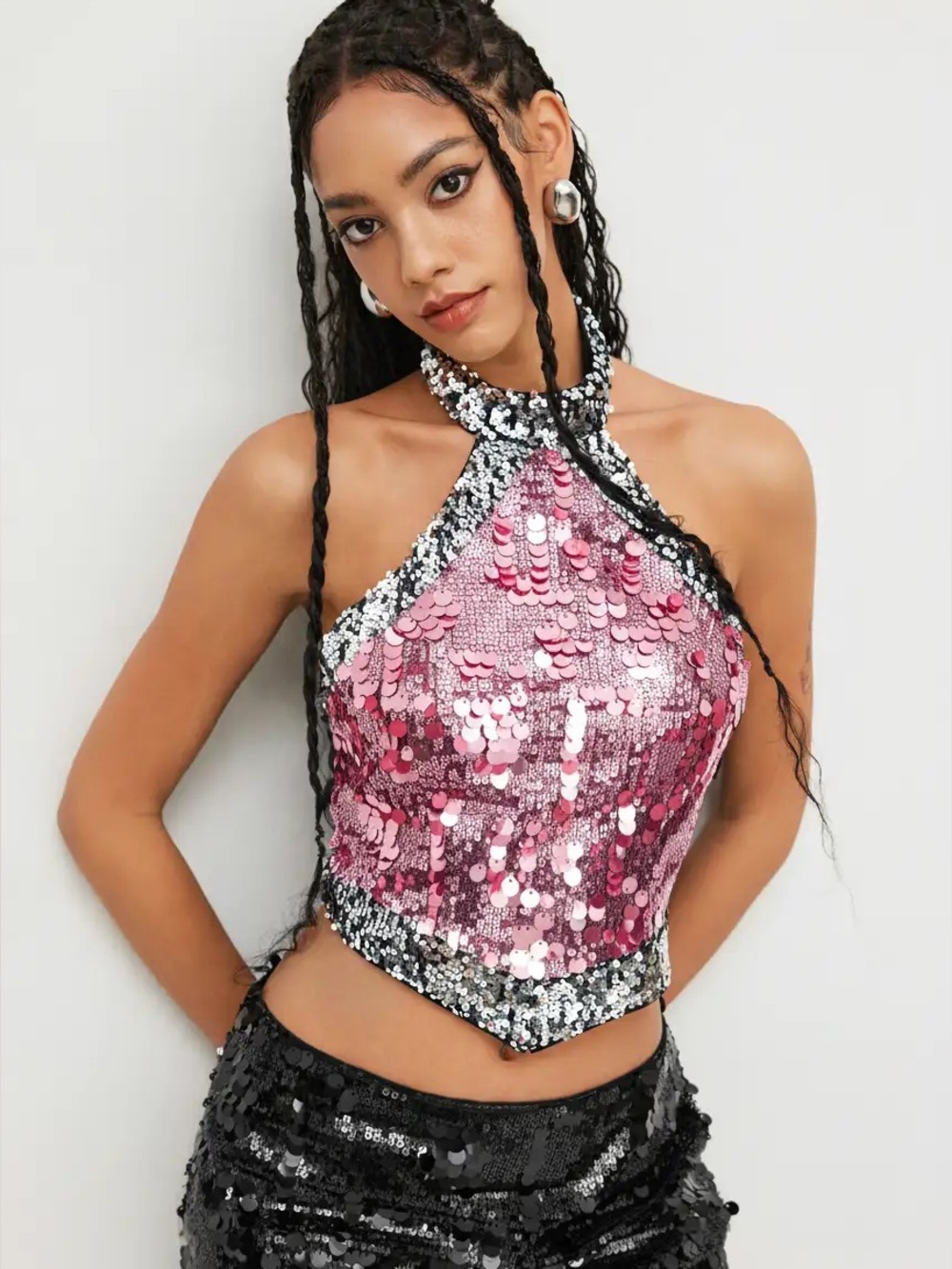 Cider Pink Sequin Halter set